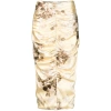 Alessandra Rich Printed Silk-blend Satin Midi Skirt In Yellow