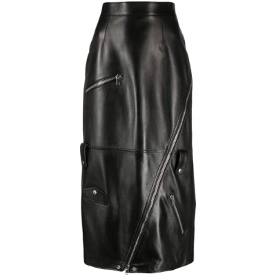 Alexander Mcqueen Midi Skirt In Black