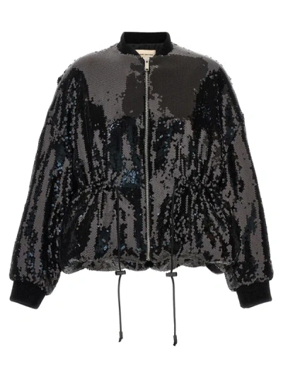 Alexandre Vauthier Sequin Bomber Jacket In Black