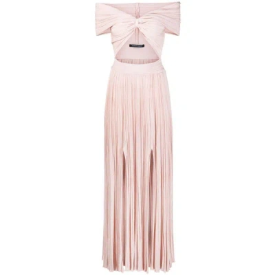 Antonino Valenti Plissé-effect Knit Cut-out Dress In Pink