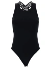 DOLCE & GABBANA BLACK SWIMSUIT WITH BRANDED CRISS-CROSS STRAPS IN STRETCH POLYAMIDE WOMAN
