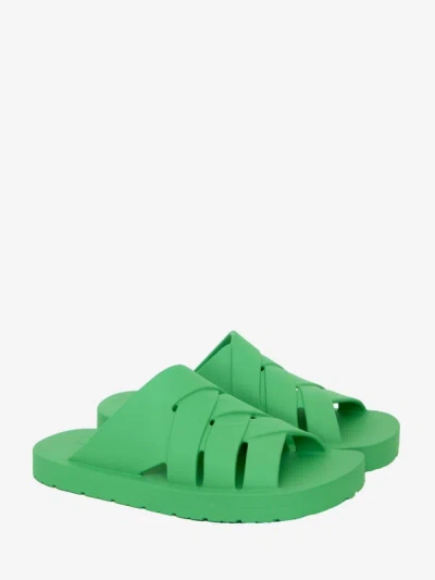 Bottega Veneta Intrecciato-rubber Sandals In Green