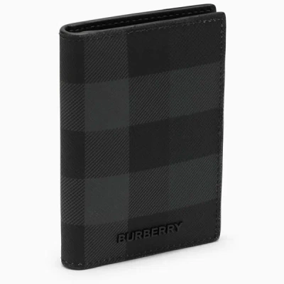 Burberry Check Pattern Coal Wallet In Grey