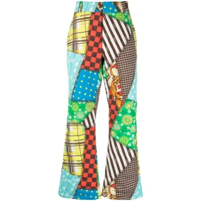 Erl Patchwork-print Straight-leg Trousers In Yellow