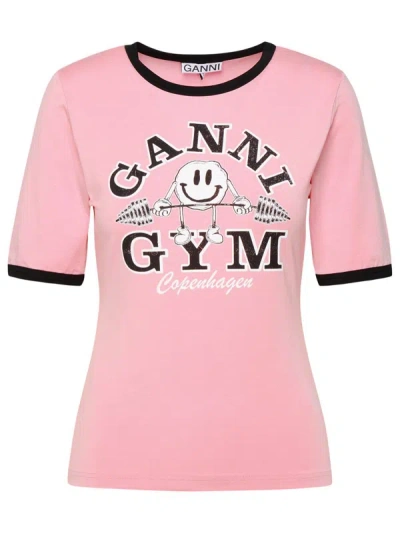 Ganni Gym Logo T-shirt In Pink