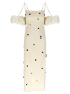 Jacquemus Beloved Off-shoulder Midi Dress With Button Embellishments In White/black