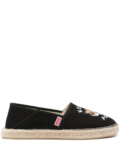 Kenzo Men's Embroidered Logo Canvas Espadrilles In Black