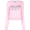 Moschino Jeans Crystal-embellished Logo Sweatshirt In Pink