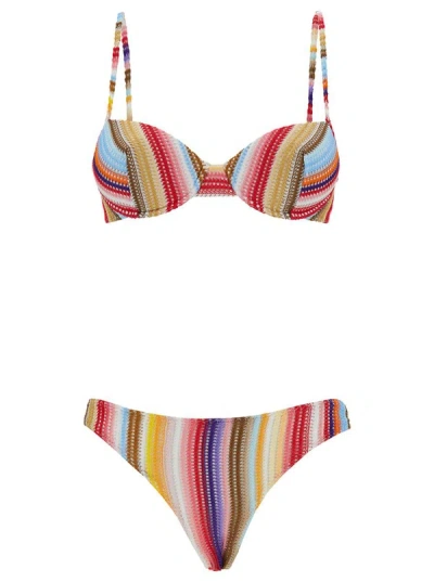 Missoni Multicolor Bikini With Stripe Motif In Viscose Woman