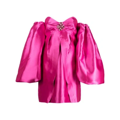 Patbo Voluminous-sleeve Off-shoulder Minidress In Pink
