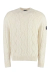 Paul & Shark Crew-neck Wool Sweater In Panna