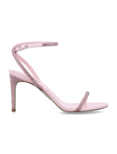 René Caovilla Ellabrita Sandals 85 In Pink Satin Light Rose