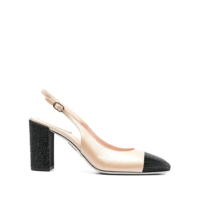 René Caovilla Sling Back Pumps In Nude & Neutrals