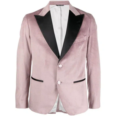 Reveres 1949 Single-breasted Velour Blazer In Pink