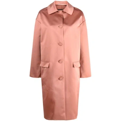 Rochas Single-breasted Satin Coat In Pink