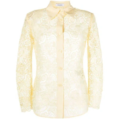 Rodebjer Carmen Button-up Lace Shirt In Yellow