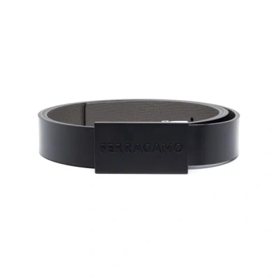 Ferragamo Belt In Grey/black