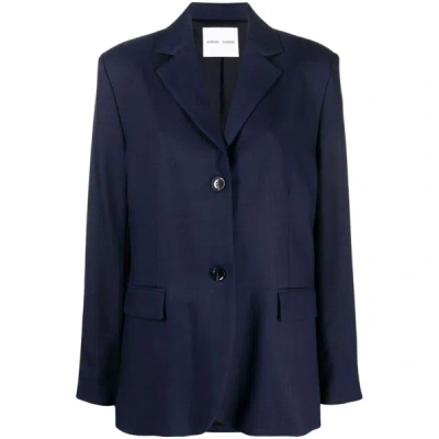 Samsoe & Samsoe Single-breasted Cotton Blazer In Blue