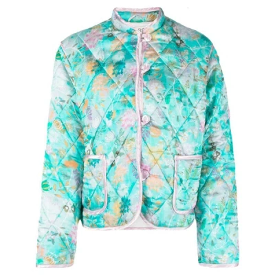 Siedres Floral-print Quilted Jacket In Blue