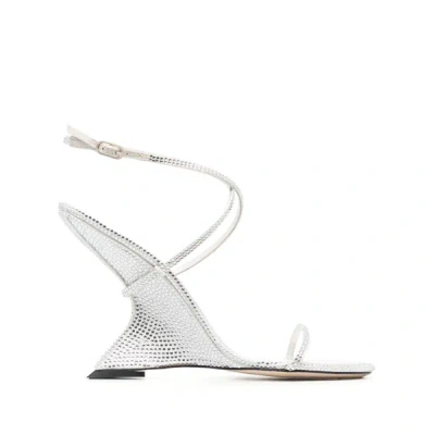 Studio Amelia 110mm Crystal-embellished Wedge Sandals In White