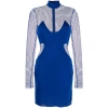 Tom Ford Crepe Mesh-panelling Mini Dress In Blue