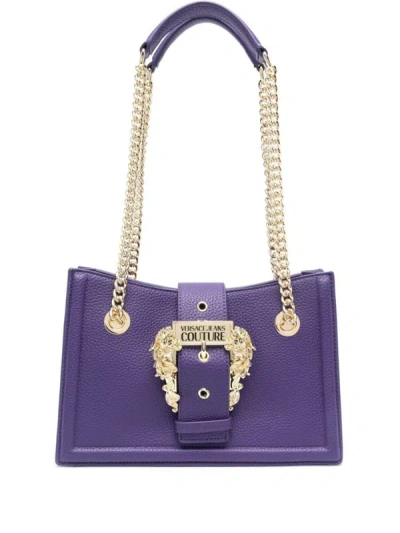 Versace Jeans Couture Logo-engraved Chain Link Shoulder Bag In Purple