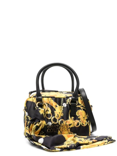 Versace Jeans Couture Baroque-print Zip-up Tote Bag In Black