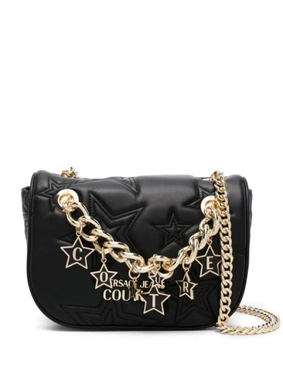 Versace Jeans Couture Shoulder Bag With Star Motif In Black