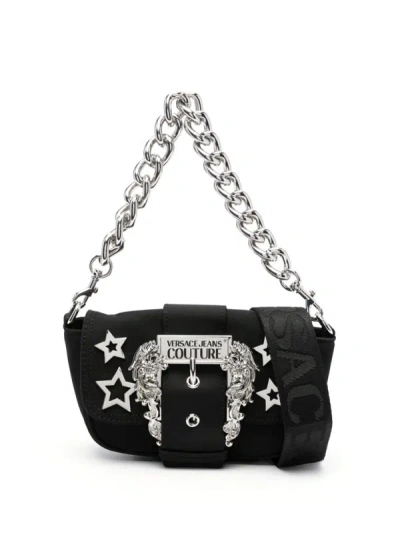 Versace Jeans Couture Baroque-buckled Small Shoulder Bag In Black