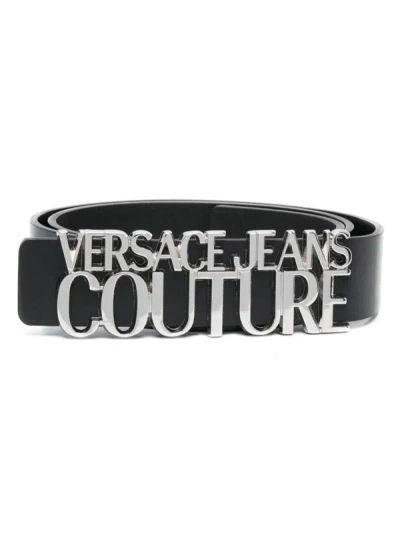 Versace Jeans Couture Logo Plaque Buckle Belt In Black