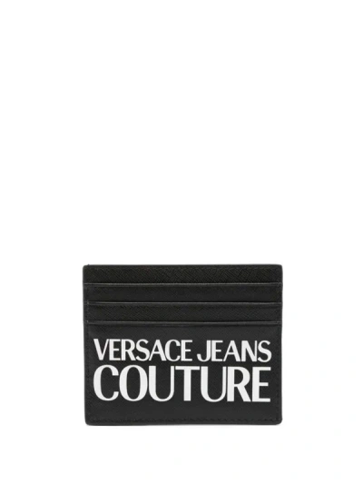 Versace Jeans Couture Logo Printed Cardholder In Black