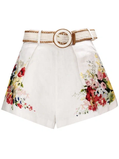 Zimmermann Shorts In Ivory Floral