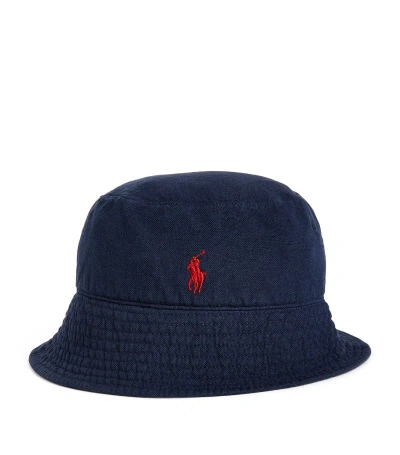 Polo Ralph Lauren Embroidered-logo Linen Bucket Hat In Blue