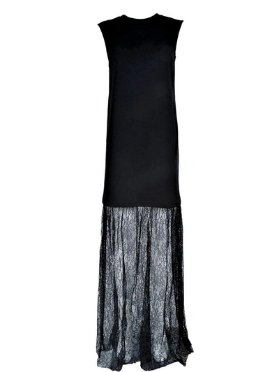 Mcq By Alexander Mcqueen Lace And Cotton-jersey Long Dress In Nero