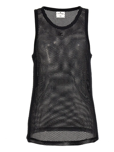 Courrèges Logo-patch Mesh Top In Black