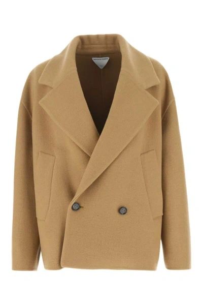 Bottega Veneta Double-breasted Cashmere Coat In Brown