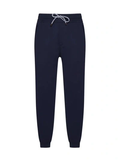 Brunello Cucinelli Tapered Cotton Track Pants In Blue