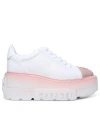 Casadei Low Top Sneakers With Contrast Platform Sole In White