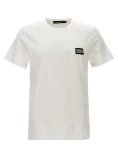 Dolce & Gabbana Logo-plaque Short-sleeve T-shirt In Optic White