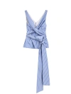 Dries Van Noten Colada Striped Wrap Top In Blue