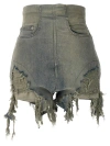 Rick Owens Drkshdw High-waisted Ripped Denim Shorts In Blue