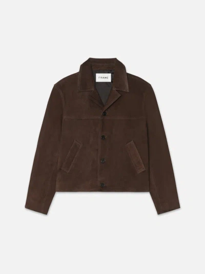 Frame Retro Suede Jacket Chocolate Leather In Brown