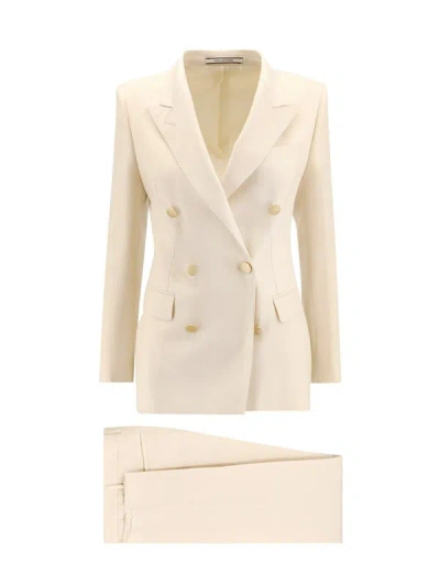 Tagliatore Interlock-twill Linen Suit In Beige