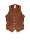 Tagliatore Linen Vest In Brown