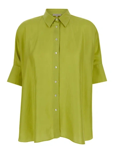 ANTONELLI GREEN BASSANO SHORT SLEEVE SHIRT IN SILK WOMAN