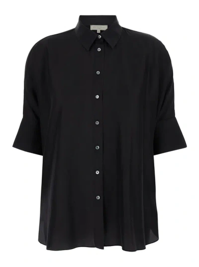 ANTONELLI BLACK BASSANO SHORT SLEEVE SHIRT IN SILK WOMAN