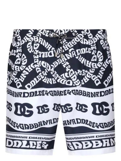 Dolce & Gabbana Marina Logo-print Swim Shorts In Blue