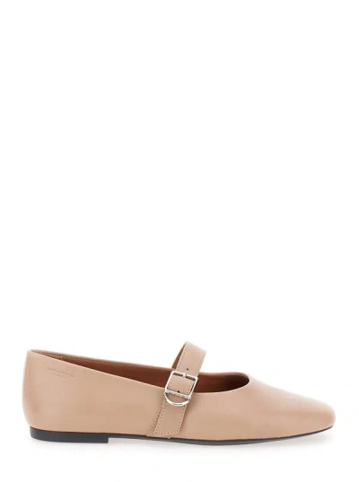 VAGABOND 'JOLIN' BEIGE BALLET FLATS WITH STRAP IN SMOOTH LEATHER WOMAN
