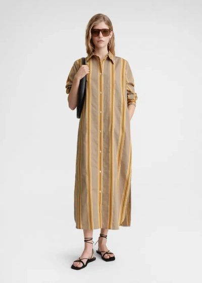 Totême Jacquard-striped Tunic Dress Caramel/cornsilk In Brown