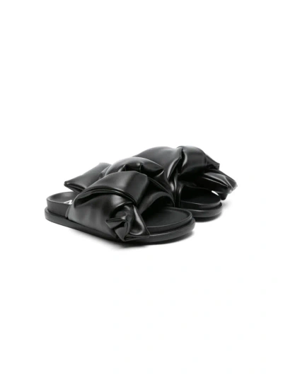 N°21 Kids' Twist-detail Padded Slides In Black